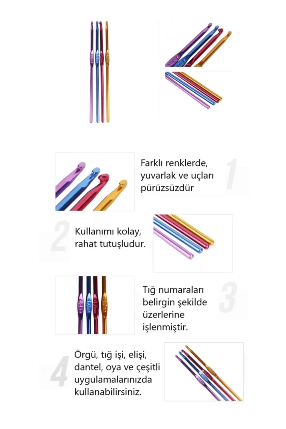 Skc 3,5 Numara Gagalı Örgü Tığı - Gagalı Aluminyum Tığ No: 3,5 ( Bir 