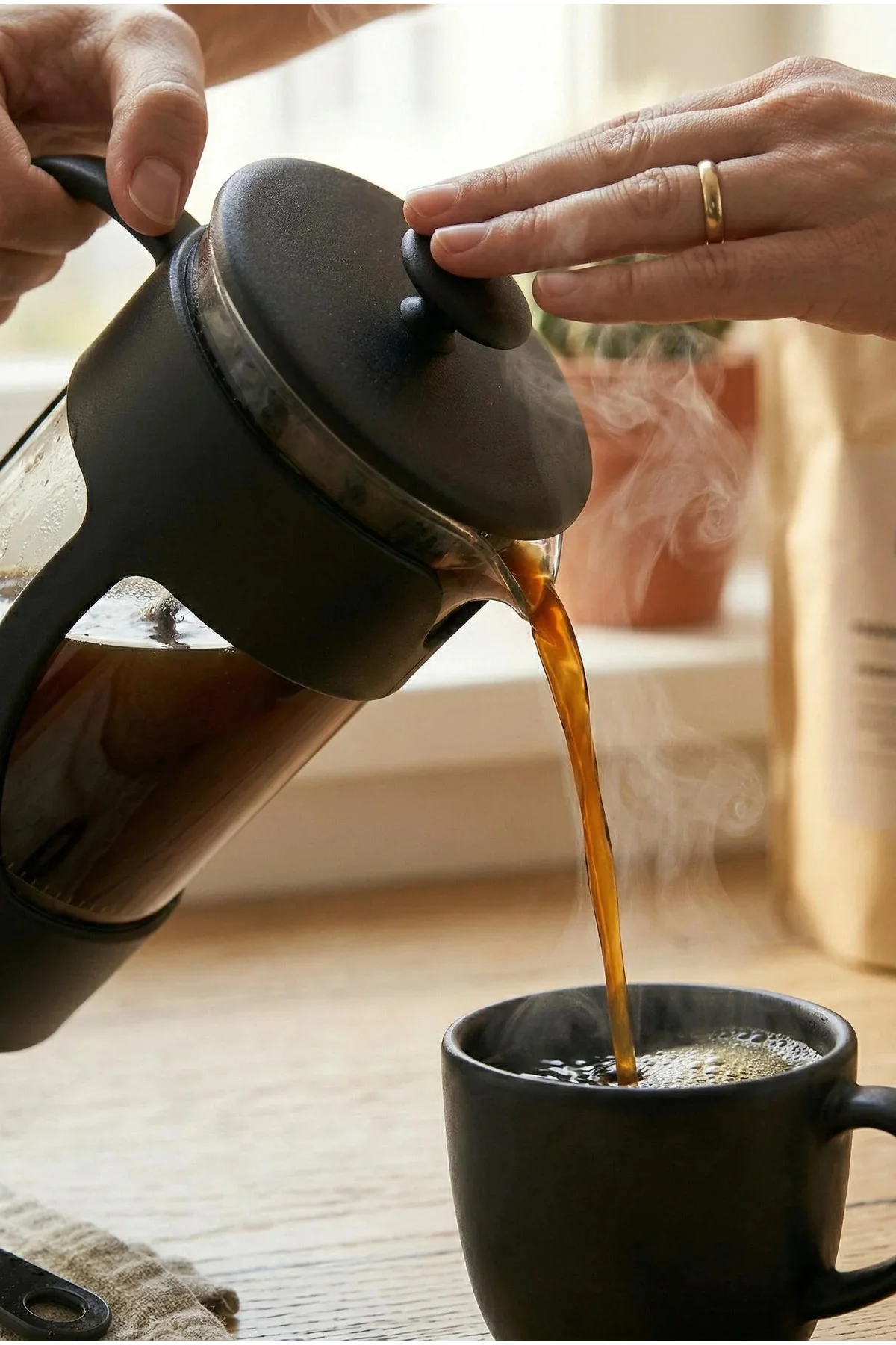 350 ml Borosilikat Cam French Press & Siyah Modern Kahve Ve Bitki Çayı Demleme Gereci 350 ml Borosilikat Cam French Press & Siyah Modern Kahve Ve Bitki Çayı Demleme Gereci