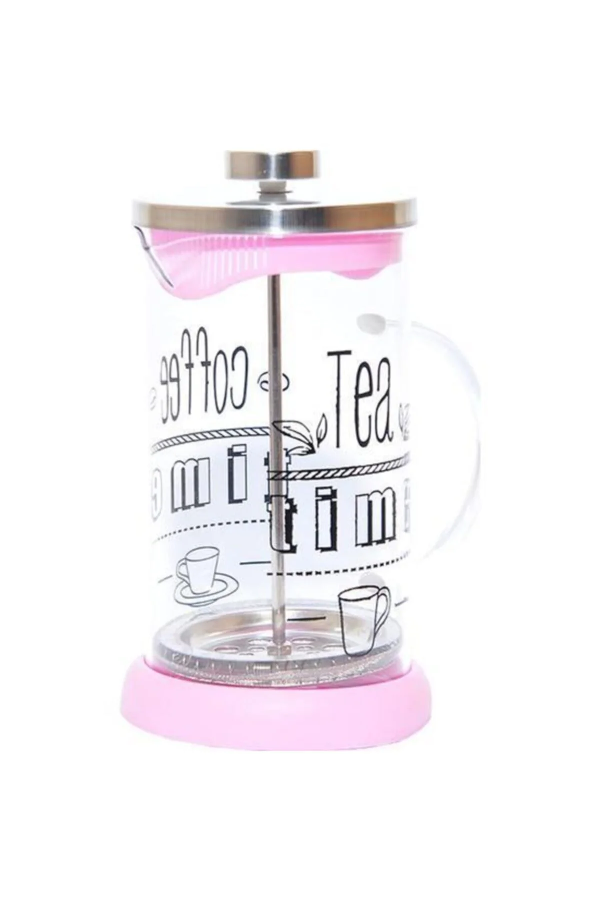 350 Ml. French Press Bitki Çayı Demliği Pembe