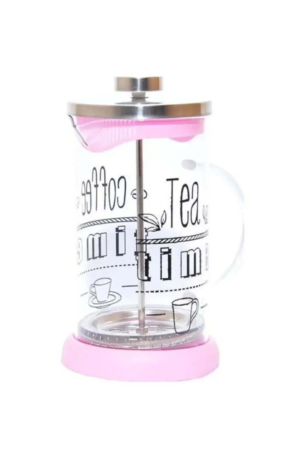 350 Ml. French Press Bitki Çayı Demliği Pembe