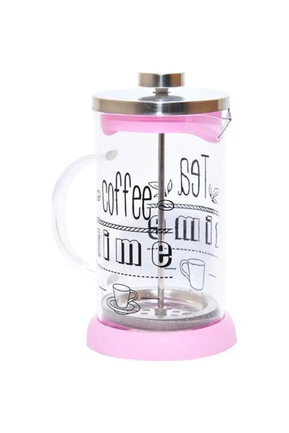 350 Ml. French Press Bitki Çayı Demliği Pembe