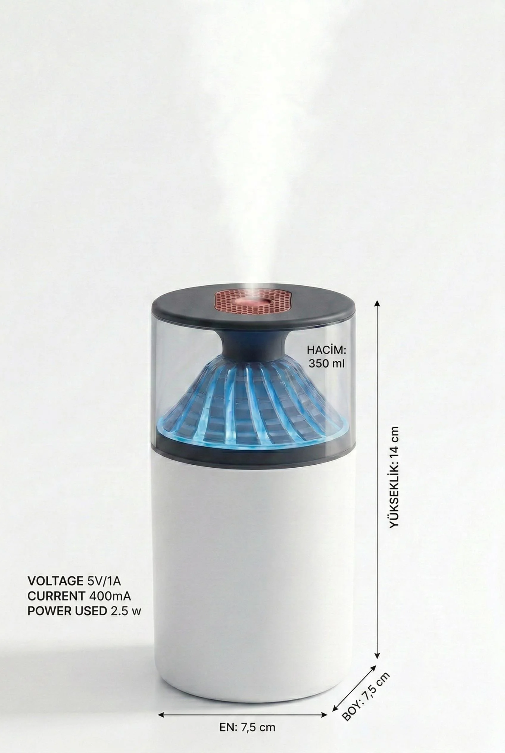 350 ml LED Işıklı Hava Nemlendirici & Oda Kokusu Difüzörü – Ultra Sessiz Nemlendirme