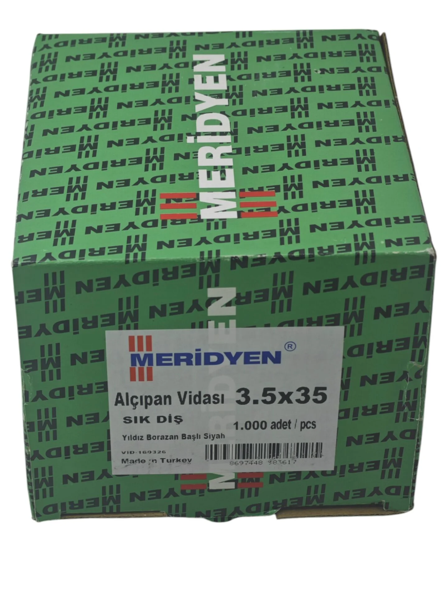 3525   Meridyen 3.5*25mm Sivri Uçlu Alçıpan Vidası 1000li - Yıldız Borazan Başlı