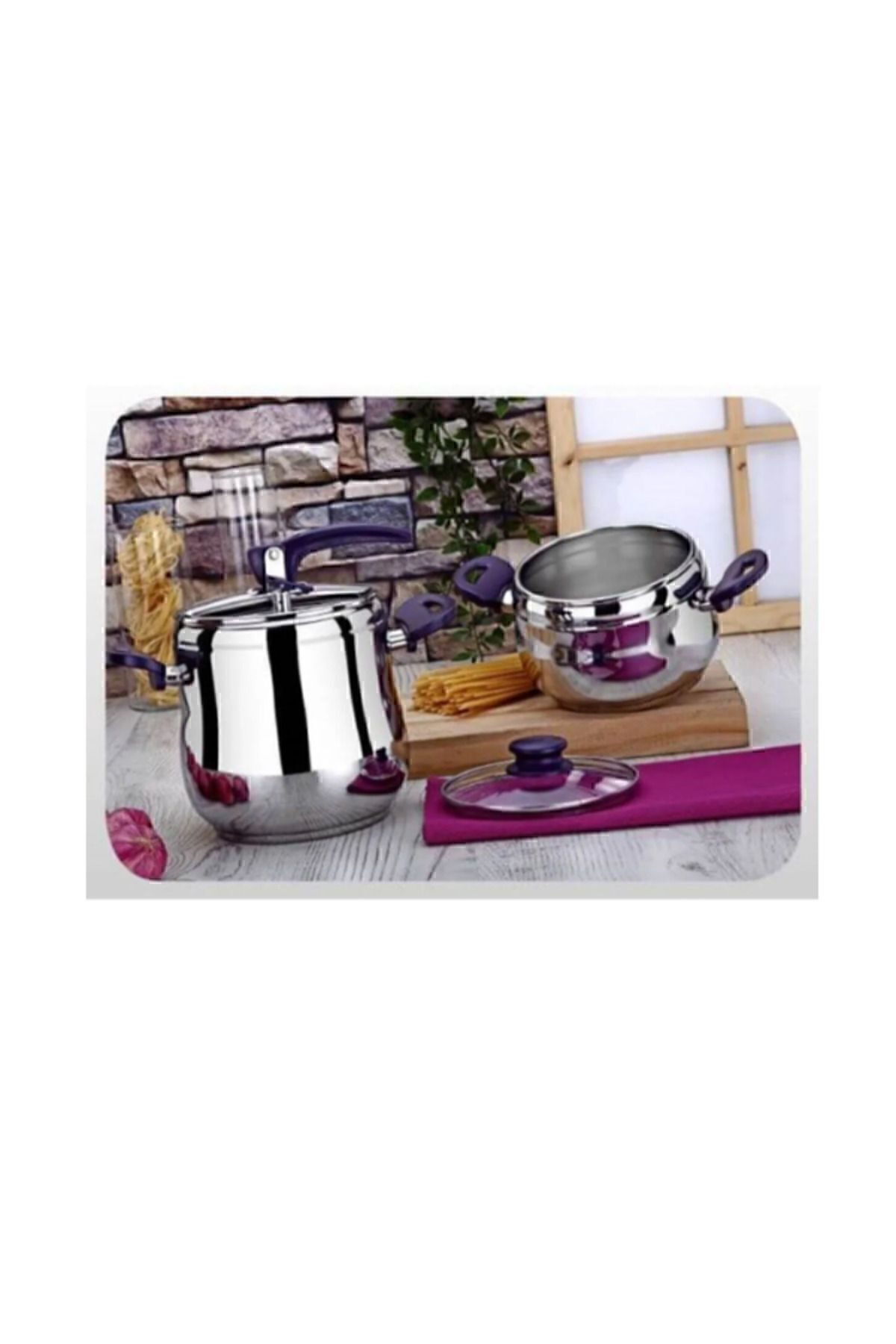 3,5+7 Litre 2 Li Düdüklü Tencere Seti Mor