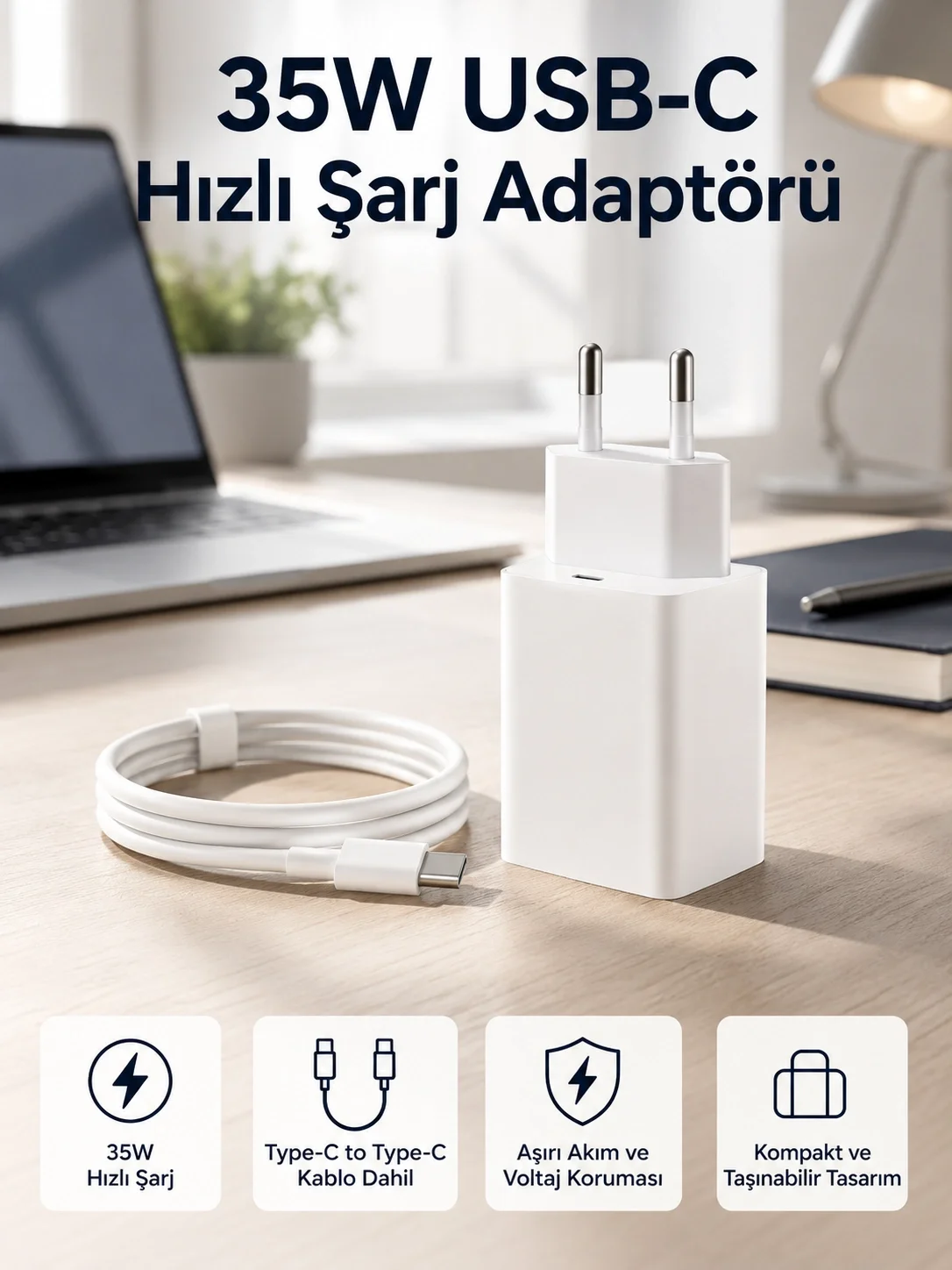 35W USB-C Hızlı Şarj Adaptörü Type-C to C Kablo Seti Fiyatı, Yorumları ve Özellikleri