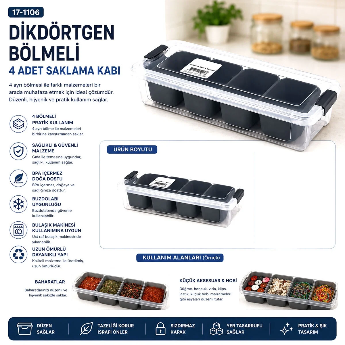 35x7cm Şeffaf Kutu - Siyah Bölme Dikdörtgen Bölmeli Saklama Kab Bx40 Fiyatı, Yorumları ve Özellikleri