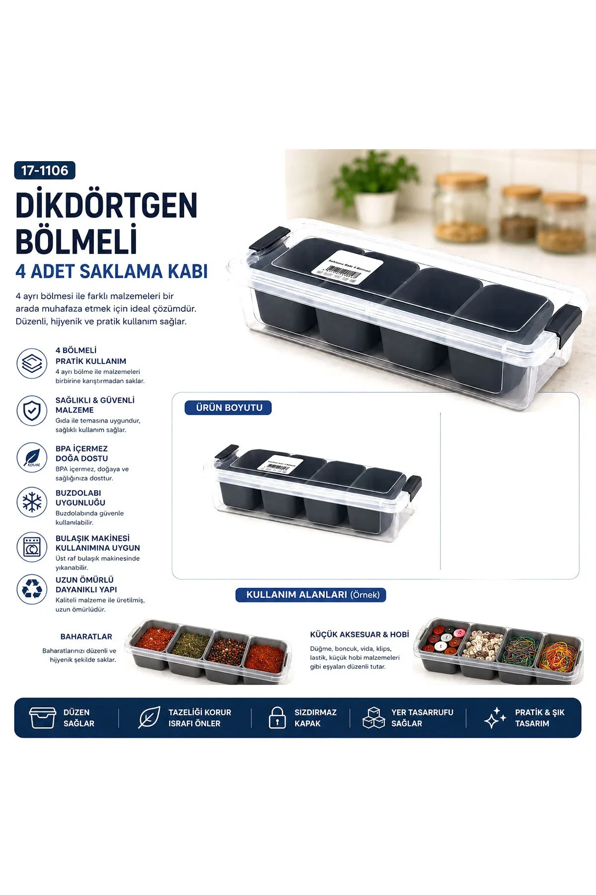 35X7CM Şeffaf Kutu - Siyah Bölme Dikdörtgen Bölmeli Saklama Kab 35X7CM Şeffaf Kutu - Siyah Bölme Dikdörtgen Bölmeli Saklama Kab