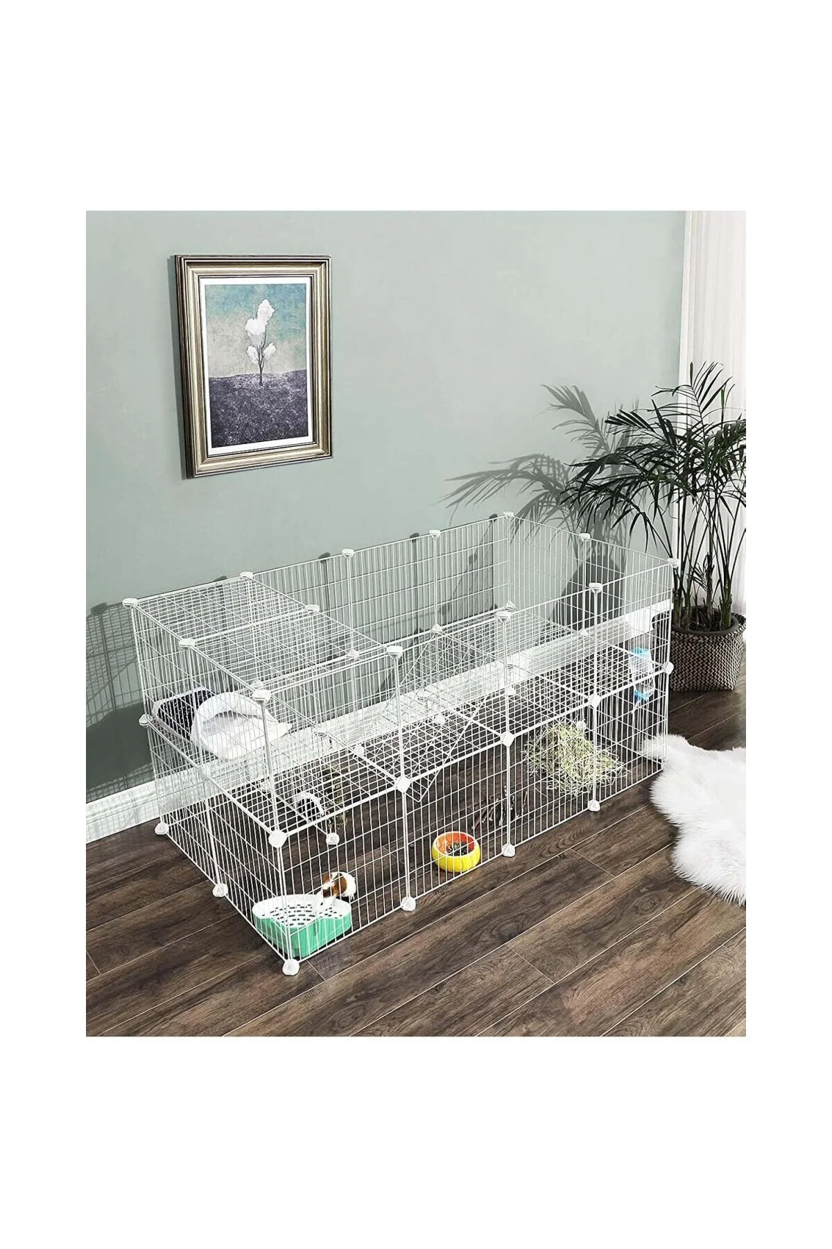 36 Panel Beyaz Renk Evcil Küçük Hayvan Kedi Köpek Kuş Evi Kafesi 