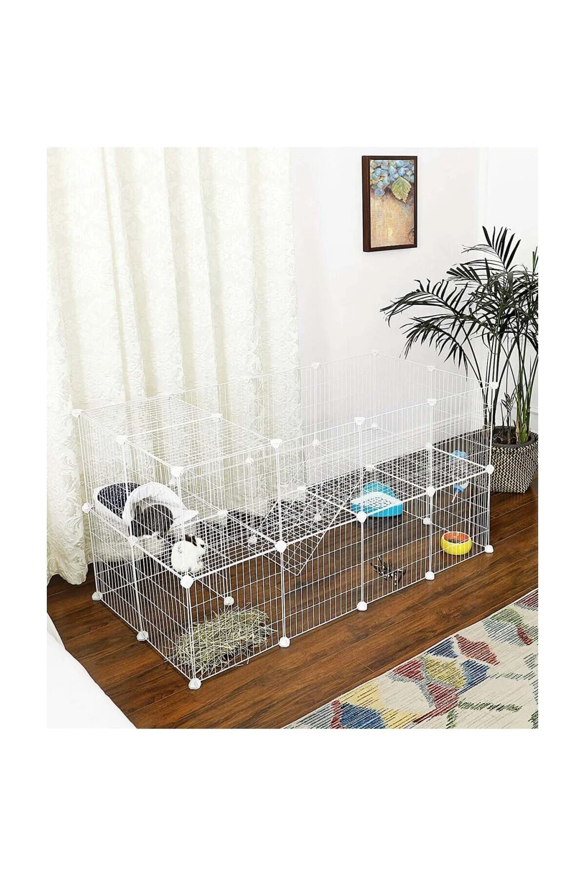36 Panel Beyaz Renk Evcil Küçük Hayvan Kedi Köpek Kuş Evi Kafesi 