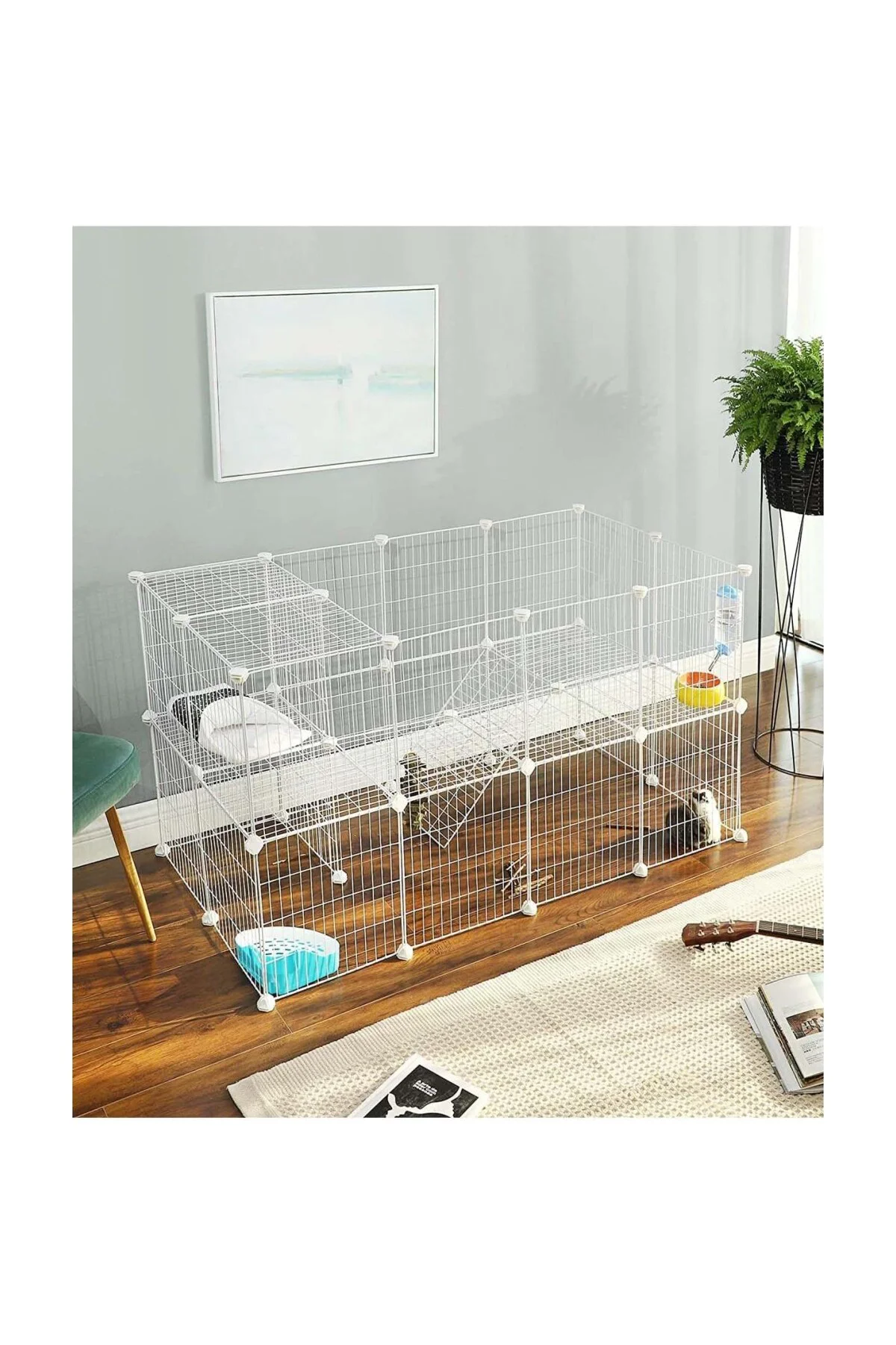 36 Panel Beyaz Renk Evcil Küçük Hayvan Kedi Köpek Kuş Evi Kafesi 