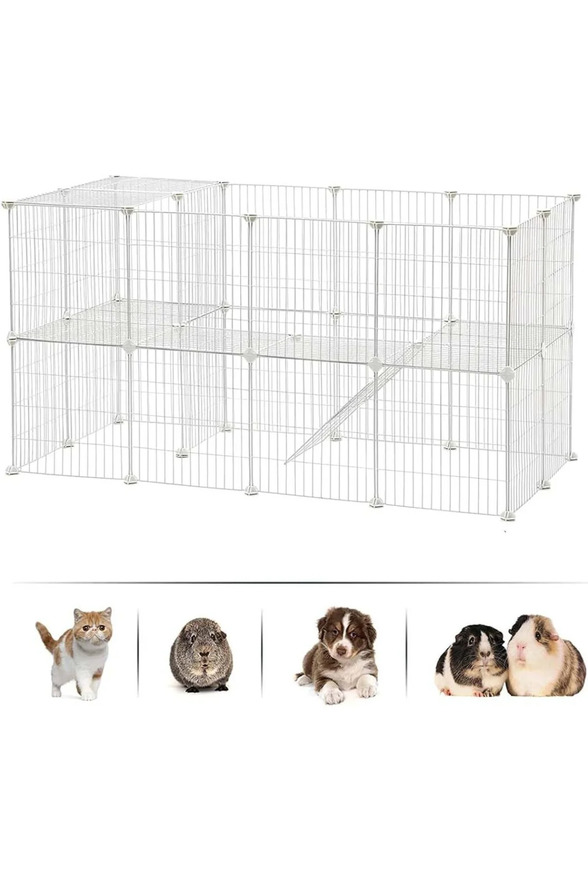 36 Panel Beyaz Renk Evcil Küçük Hayvan Kedi Köpek Kuş Evi Kafesi 