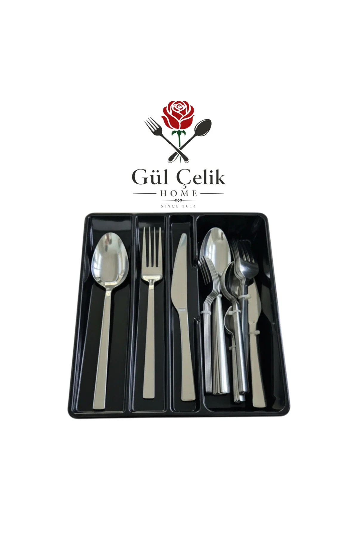 36 Parça 6 Kişilik Çatal Bıçak Kaşık Seti Sade Düz Model Kutulu