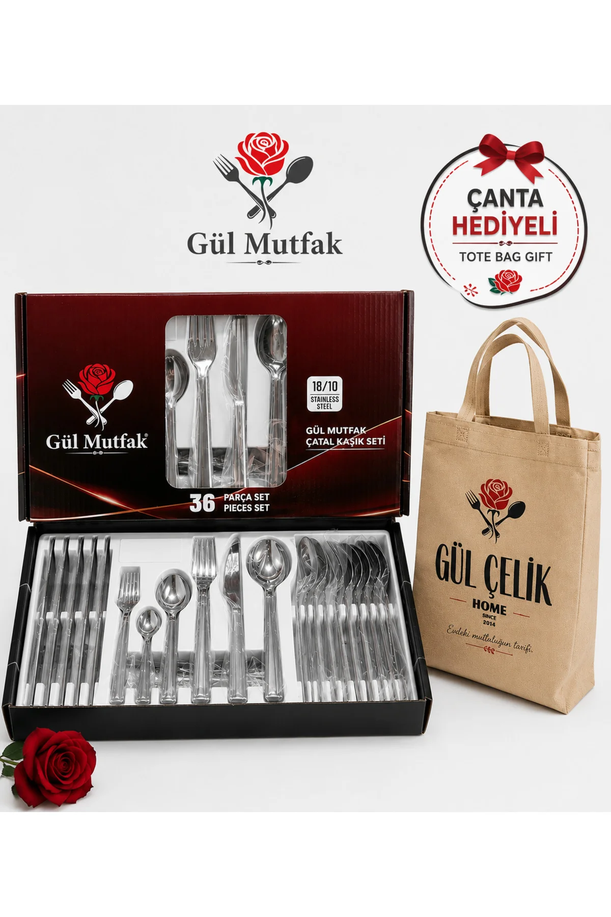 36 Parça Sade 6 Kişilik Lüx Çatal & Kaşık & Bıçak Takımı 18/10 - 