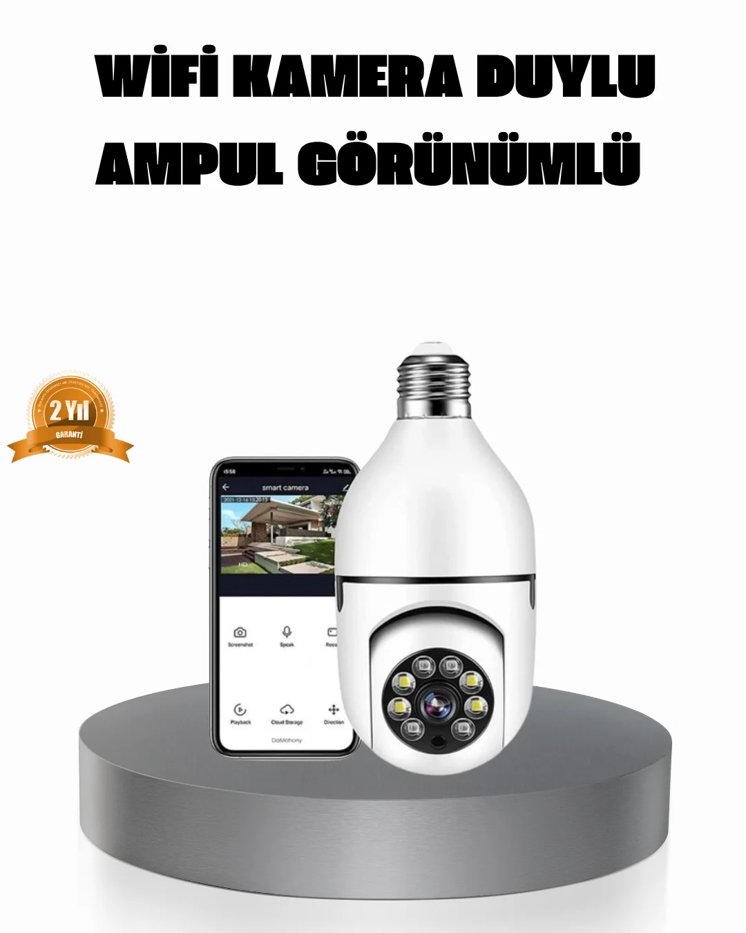 360° Akıllı Güvenlik Kamerası – Duya Takılabilir, Wi-Fi Bağlantılı, Hareket Sensörlü 360° Akıllı Güvenlik Kamerası – Duya Takılabilir, Wi-Fi Bağlantılı, Hareket Sensörlü