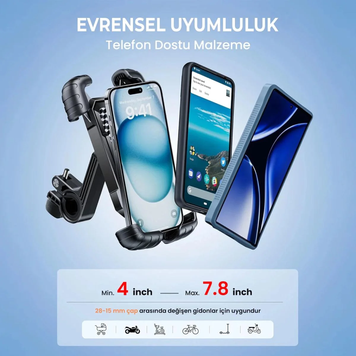 360° Ayarlanabilen Gidon Telefon Tutucu – Bisiklet ve Motosiklet İçin ABS 4-7.8 İnç Uyumlu Fiyatı, Yorumları ve Özellikleri
