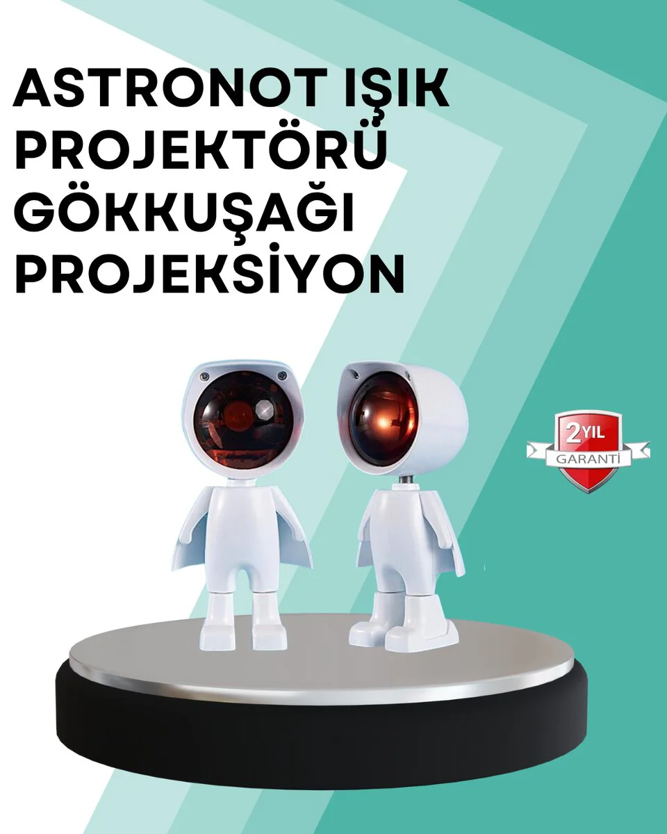 360° Ayarlanabilir Başlıklı Astronot Gece Lambası - Gün Batımı Projektörlü Dekoratif Işık