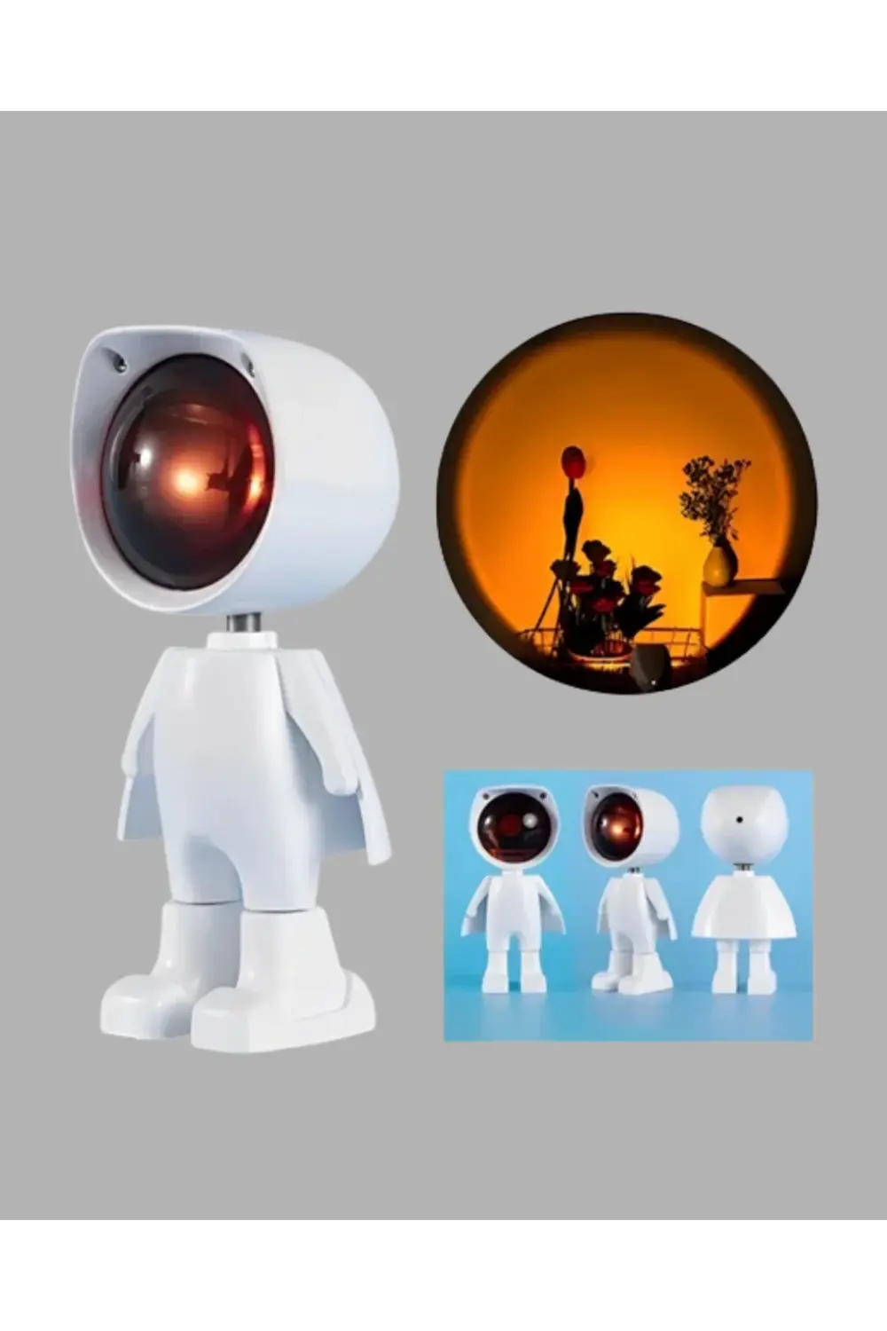 360° Ayarlanabilir Başlıklı Astronot Gece Lambası