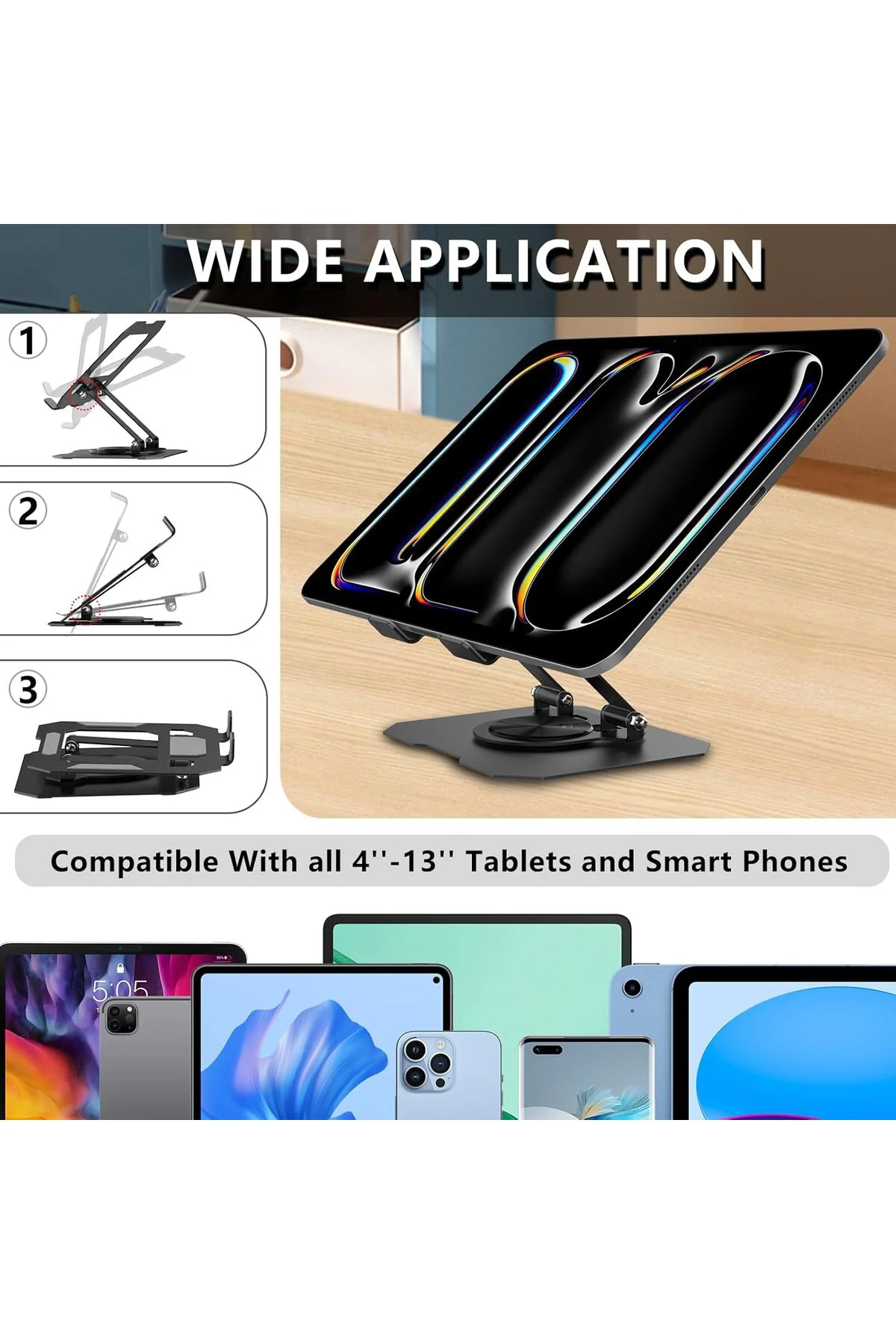 360° Ayarlanabilir Katlanır Taşınır Masaüstü Metal, Tablet, Telef