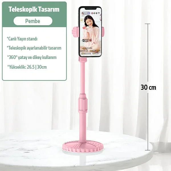 360° Ayarlanabilir Masaüstü Telefon Standı - Görüntülü Konuşma & Video Çekim Tutucu
