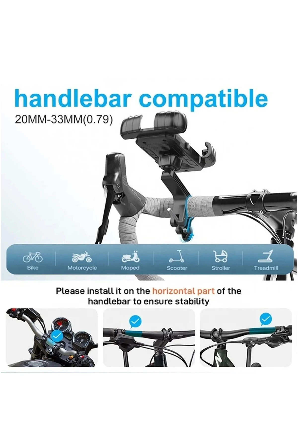 360° Derece Ayarlanabilen Gidon Bağlantılı Bisiklet Motosiklet İç