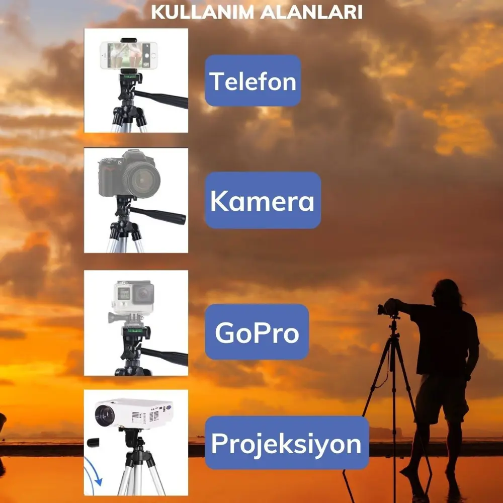 360 Derece Ayarlanabilir Katlanabilir Profesyonel Çekime Uygun 65