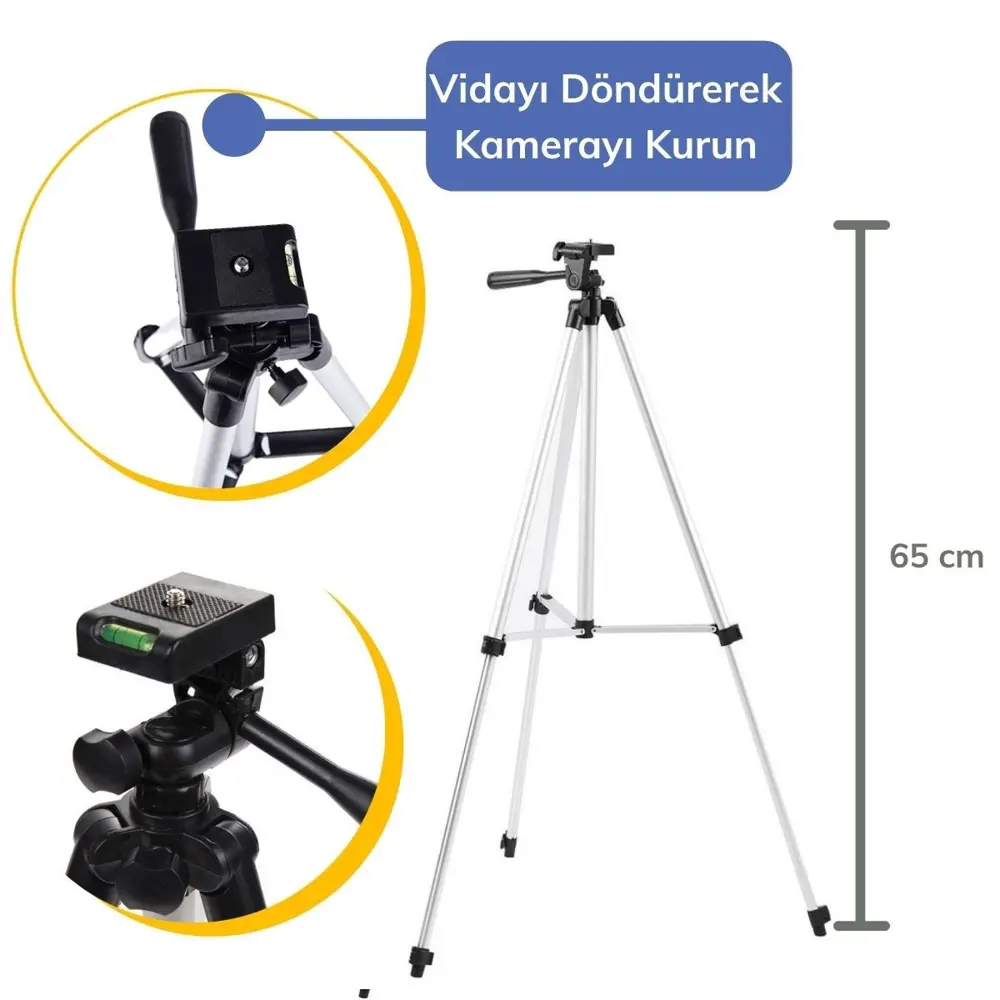 360 Derece Ayarlanabilir Katlanabilir Profesyonel Çekime Uygun 65