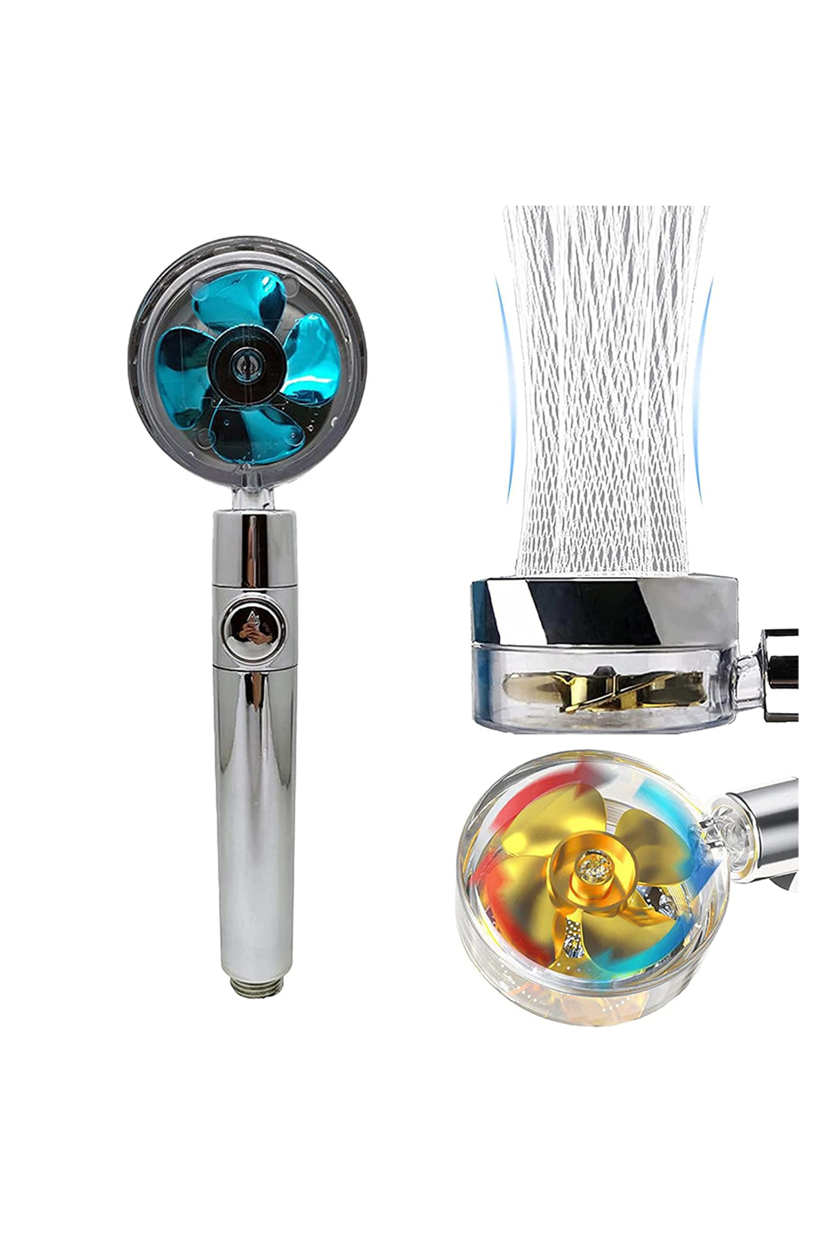 360 Derece Dönebilen Pervaneli Turbo Tazyikli Duş Başlığı 330291