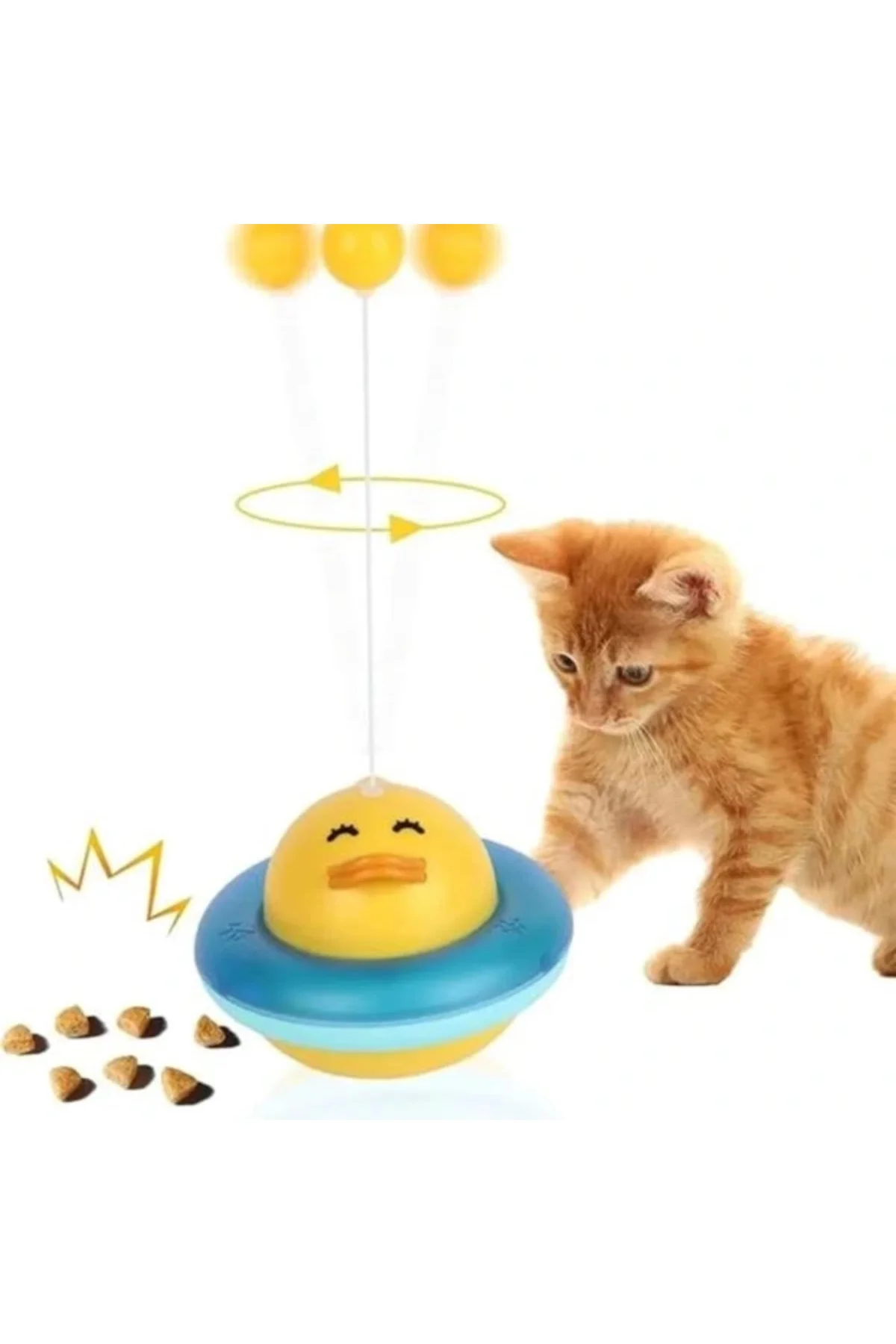 360 Derece Dönen Ördek Şekilli İnteraktif Kedi Oyuncağı Atıştırma