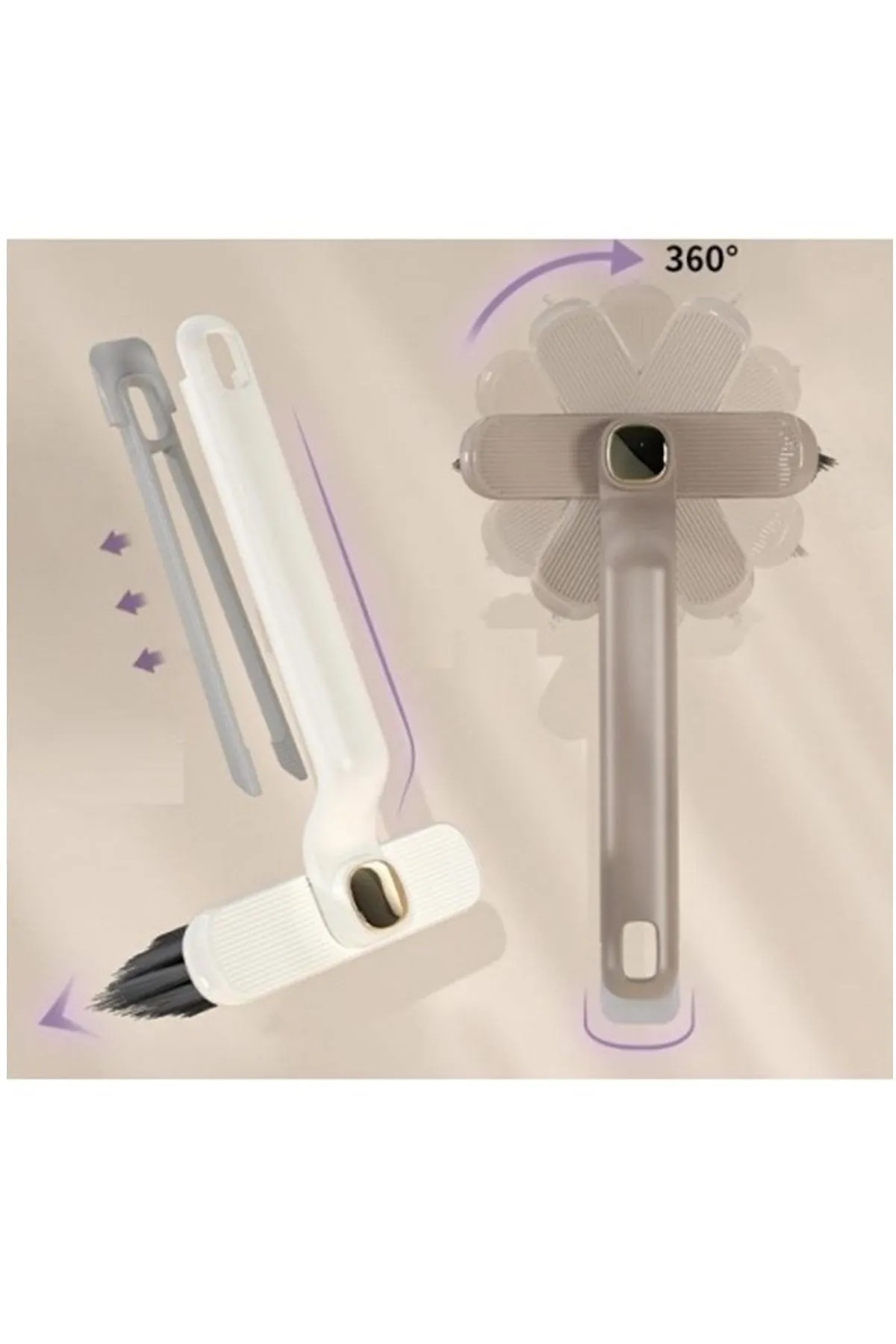 360 Derece Döner Başlıklı Temizlik Fırçası Cımbızlı Dar Alan Toz 