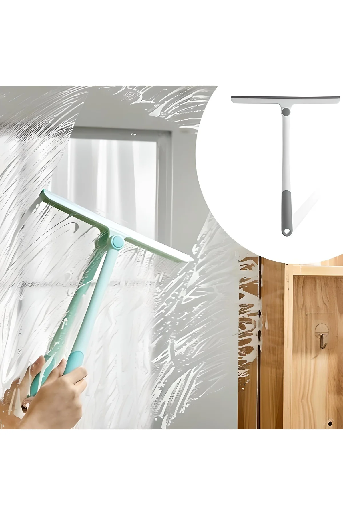 360 Derece Döner Başlıklı Cam Sil Çok Amaçlı Pratik Cam Ayna Faya