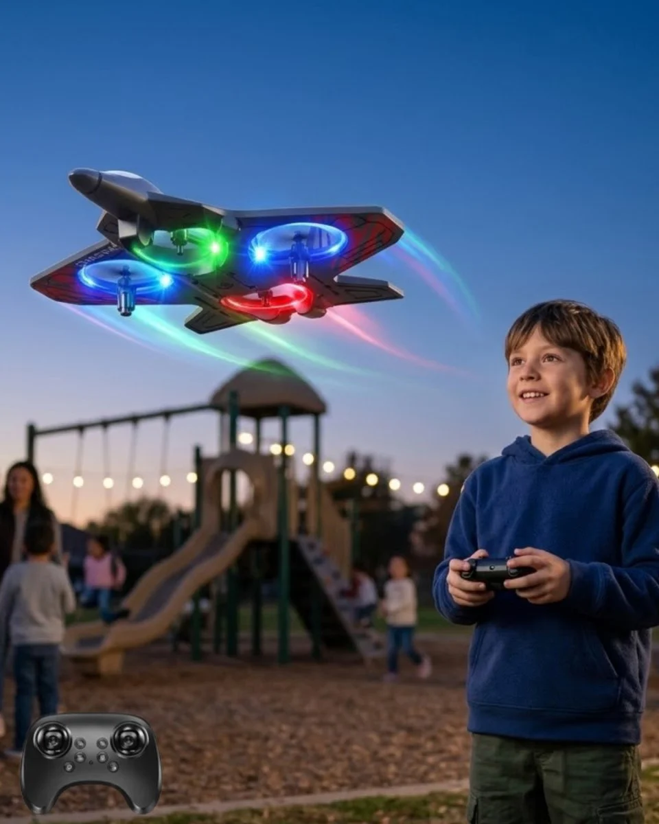 360 Derece Dönüş Özellikli LED Drone Uçağı - Uzaktan Kumandalı Oyuncak