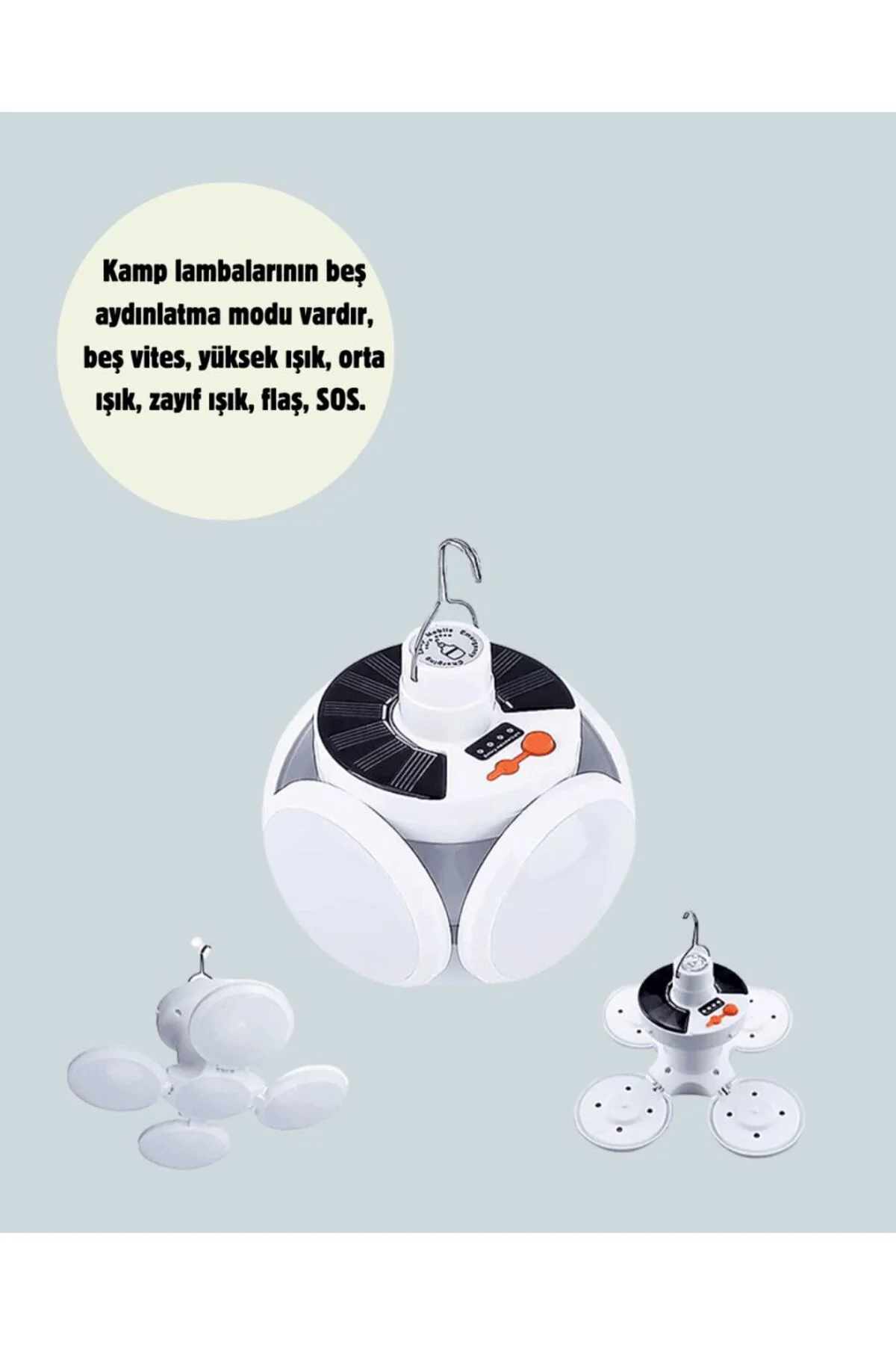 360 Derece Katlanabilir Solar LED Aydınlatma Çadır Lambası
