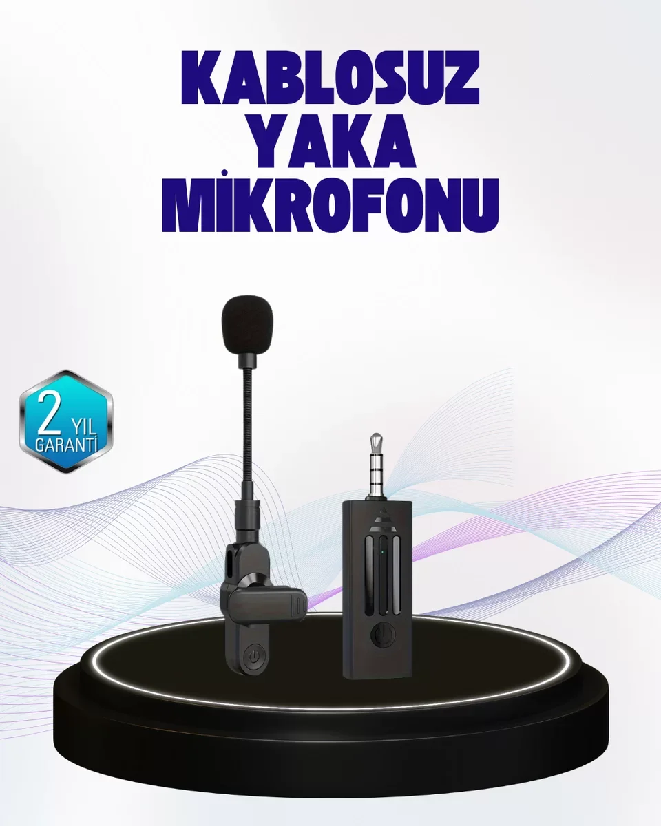 360 Derece Ses Algılamalı Kablosuz Yaka Mikrofonu - Type C Şarjlı