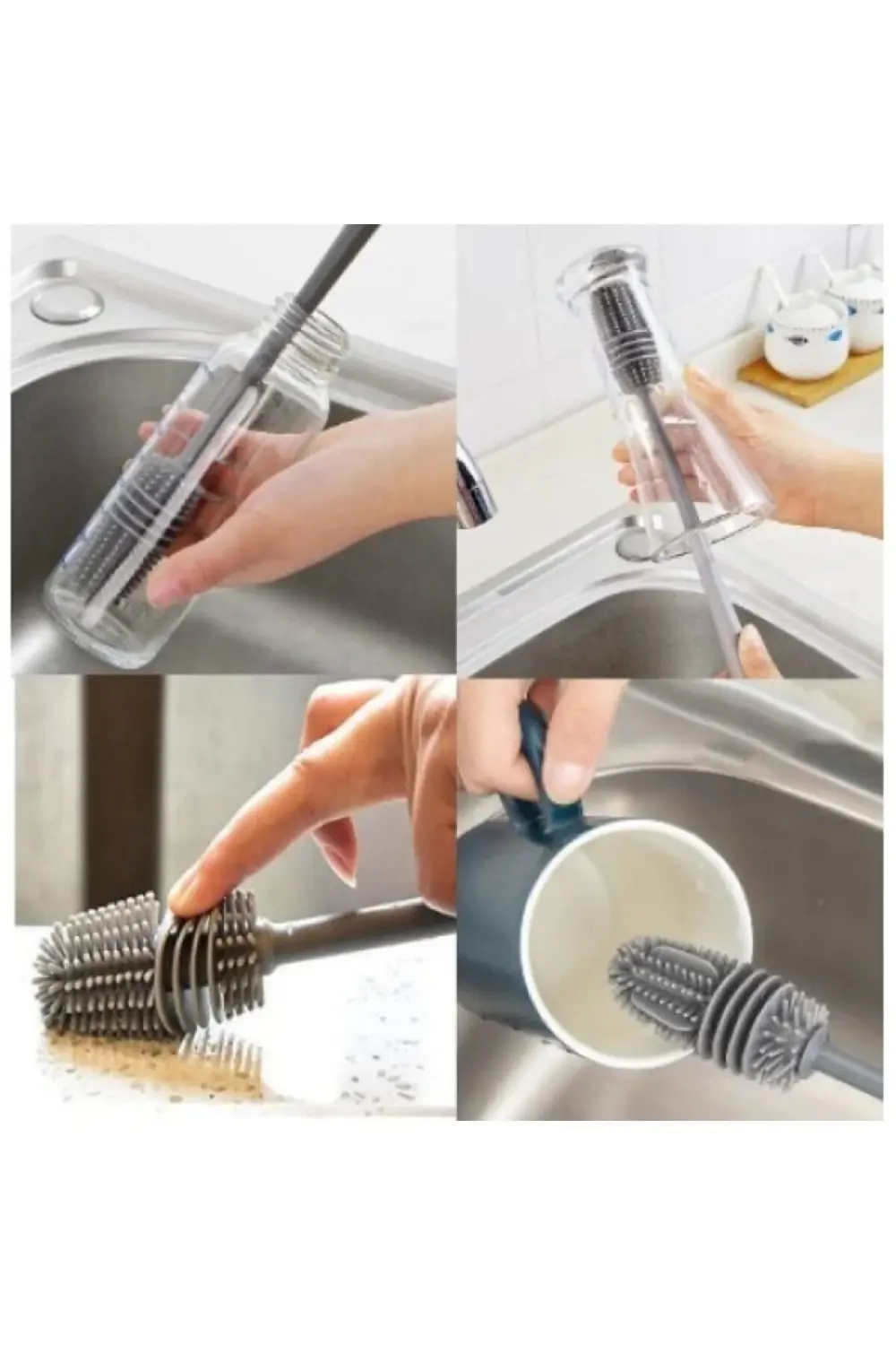 360 Derecelik Biberon Vazo Kavanoz Termos Temizleme Fırçası (3 Ad