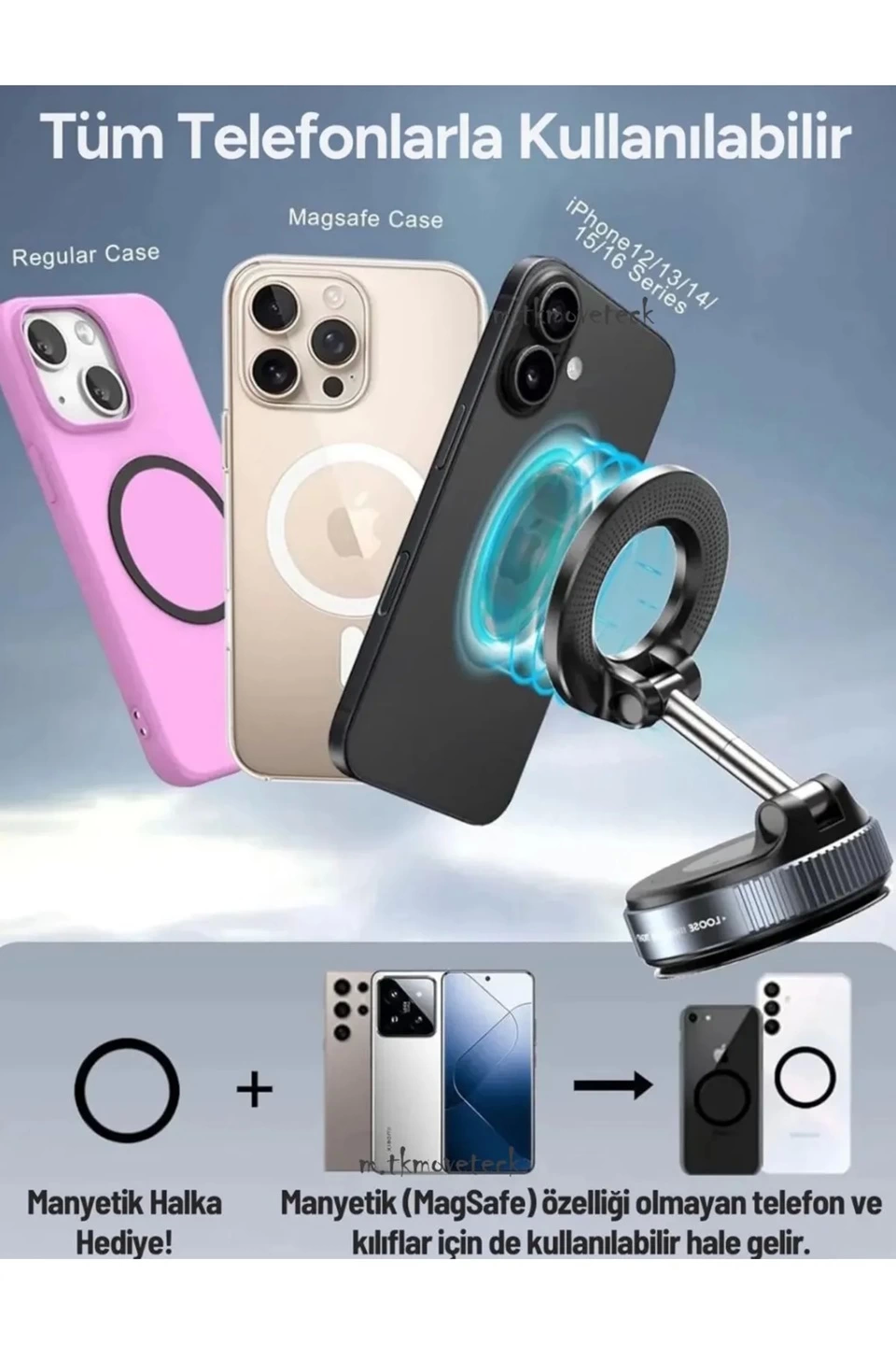 360 Dönebilen Ayarlanabilir Araç Içi Tutucu Kullanılabilen Vakuml