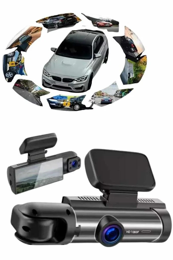 360 Dönebilen Araç İçi Kamera HD Video Kaydedici - Sürüş Güvenliği ve Park Yardımı