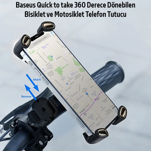 360° Dönebilen Bisiklet & Motosiklet Telefon Tutucu - 4.7-6.7" Dayanıklı Pençe Tutucu