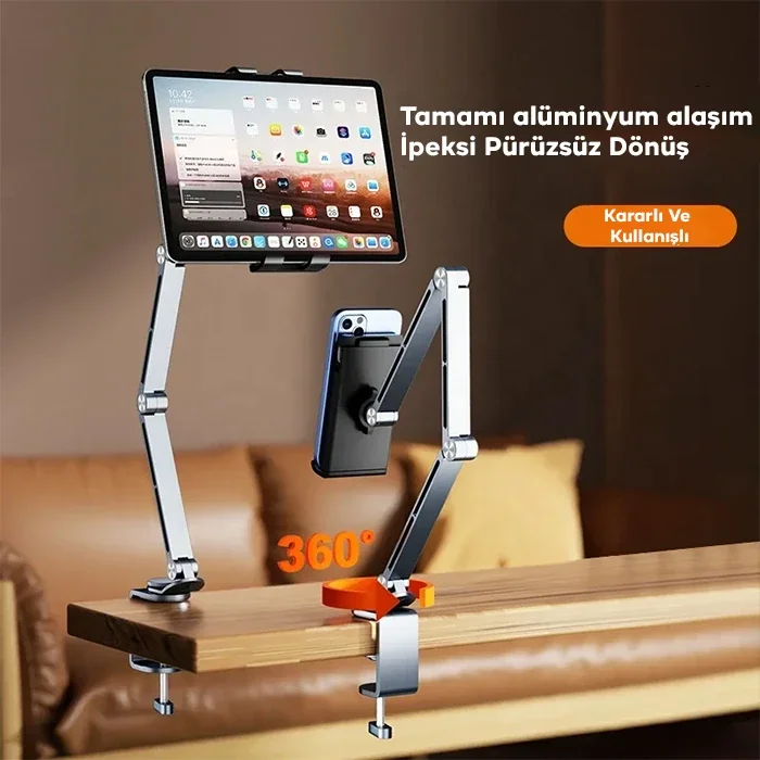 360° Dönebilen Katlanır Masaüstü Tablet ve Telefon Tutucu (Model 5775) - Ally