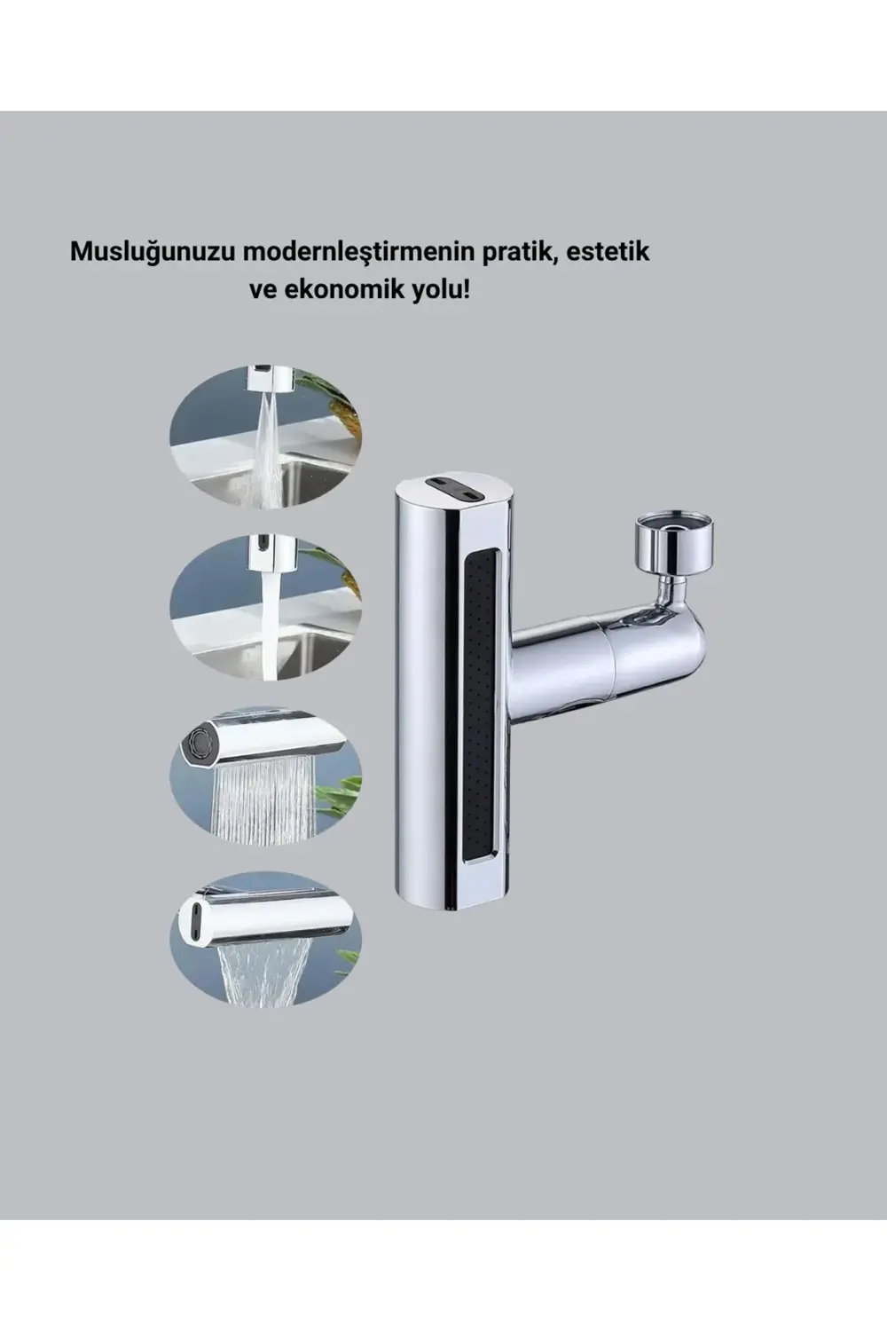 360° Dönebilen Musluk Başlığı 4 Fonksiyonlu Su Tasarruflu ve Daya