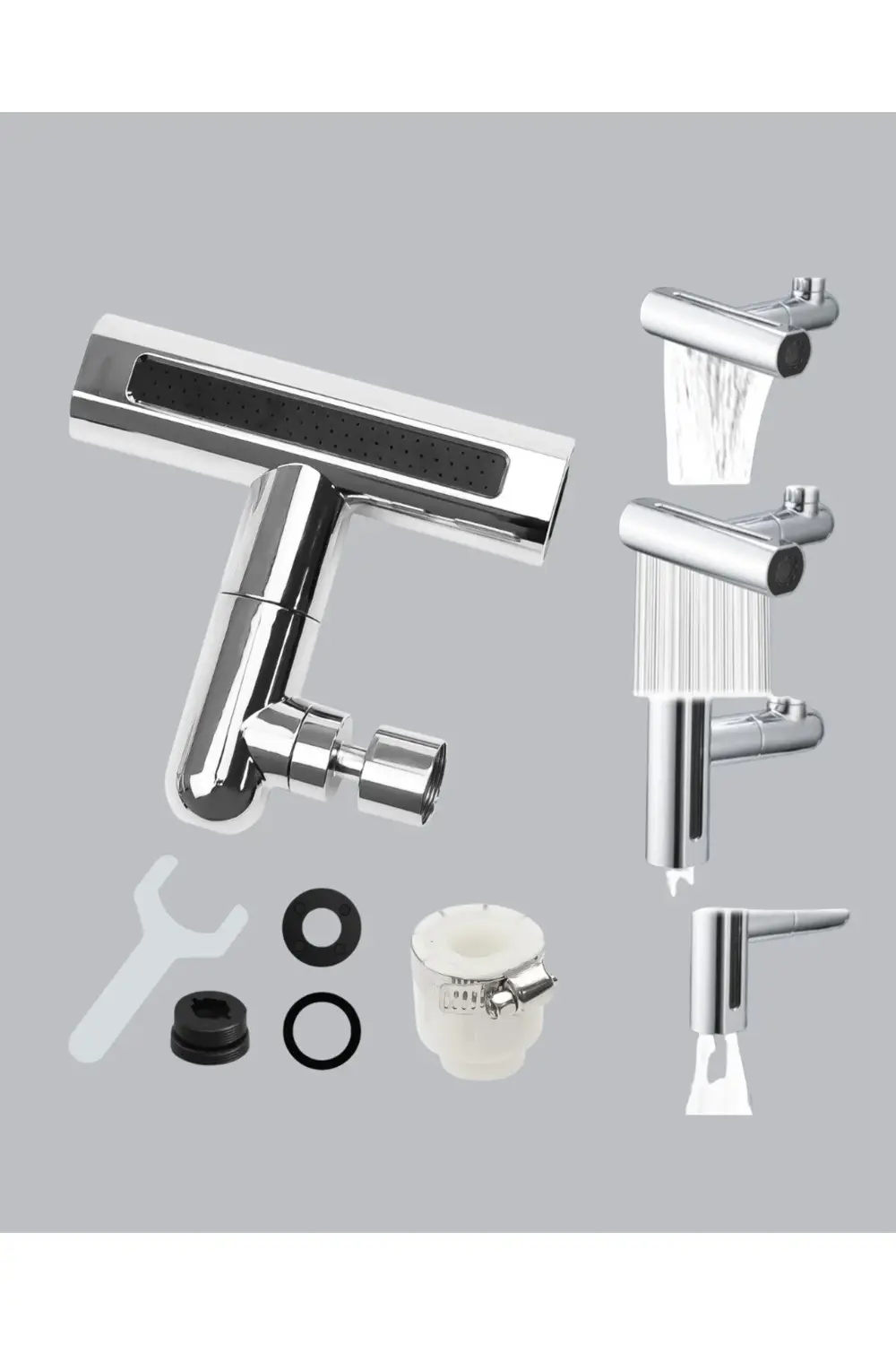 360° Dönebilen Musluk Başlığı 4 Fonksiyonlu Su Tasarruflu ve Daya