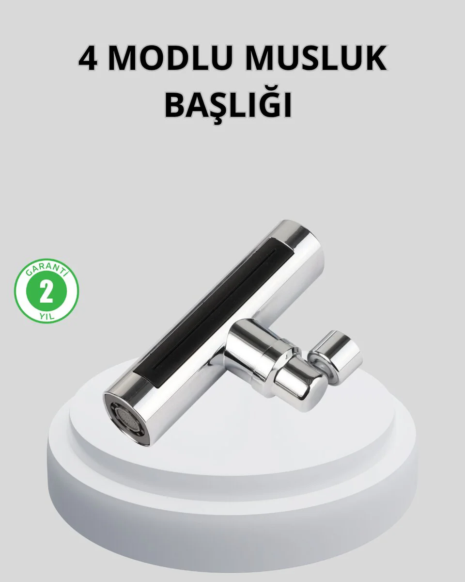 360° Dönebilen Musluk Başlığı 4 Fonksiyonlu ve Su Tasarruflu