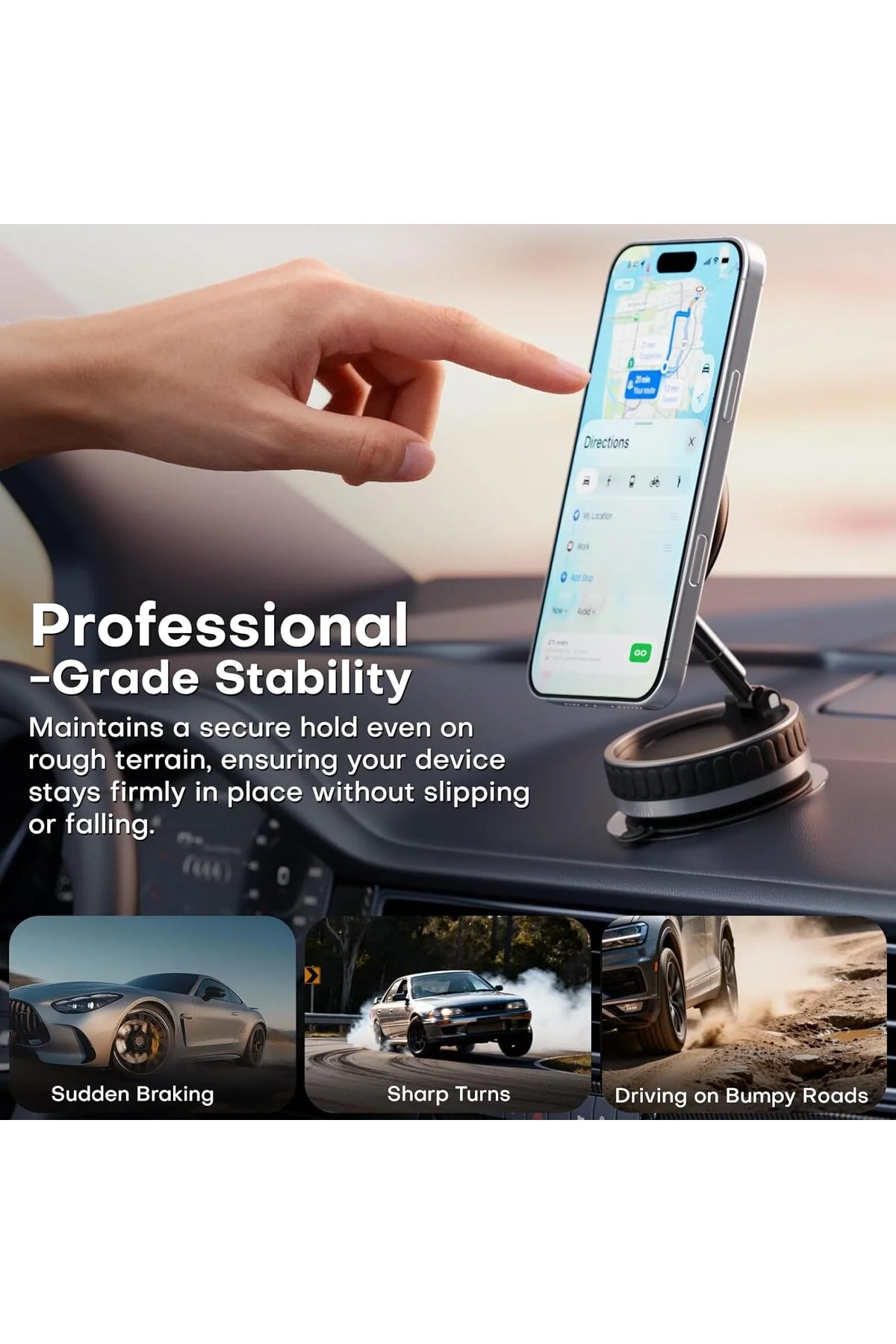 360 Dönebilen Telefon Tutucu - Ayarlanabilir Mıknatıslı Vakumlu Araç İçi Telefon Tutucu
