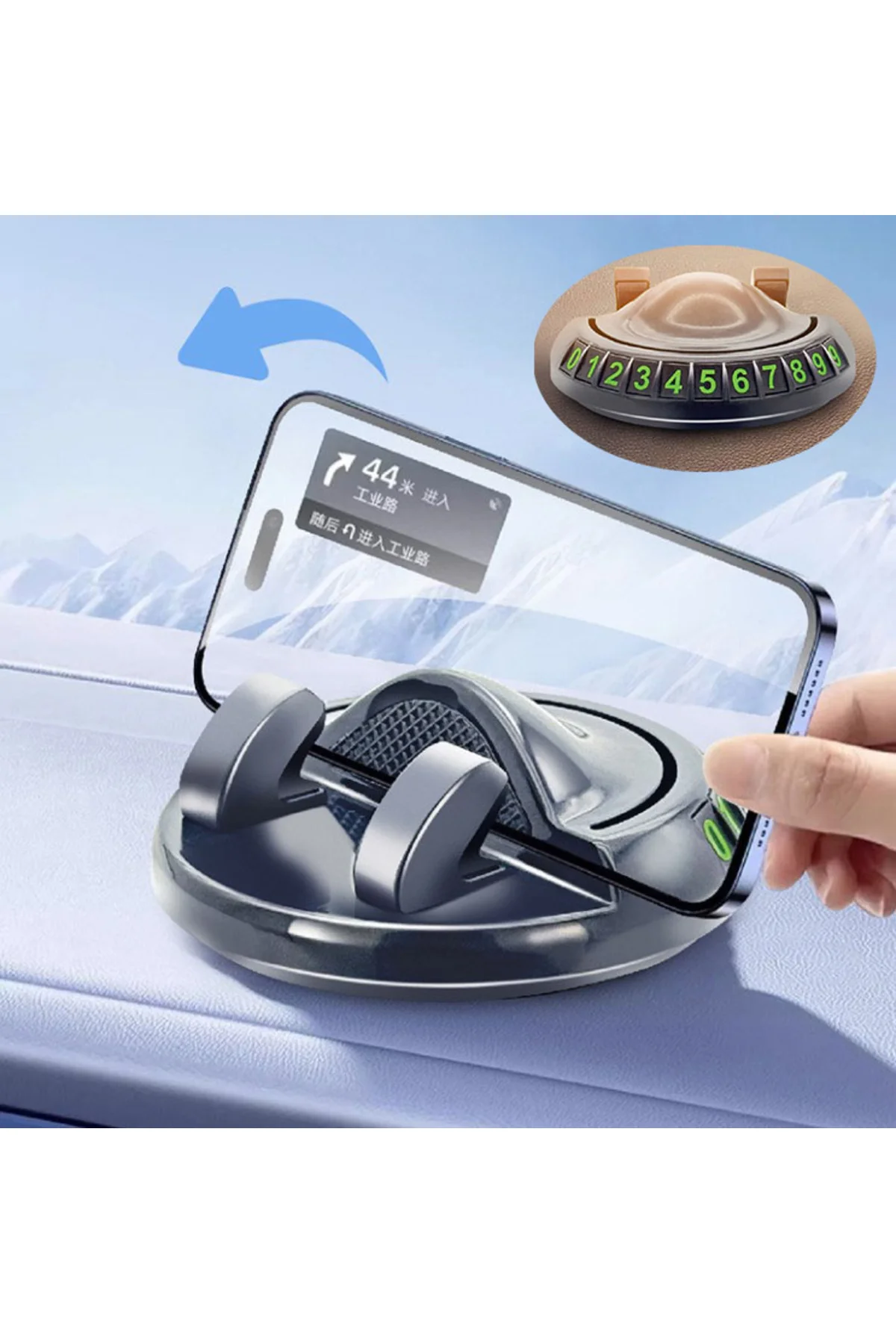 360° Dönebilen Yapışkanlı Numaratörlü Araç Telefon Tutucu 360° Dönebilen Yapışkanlı Numaratörlü Araç Telefon Tutucu
