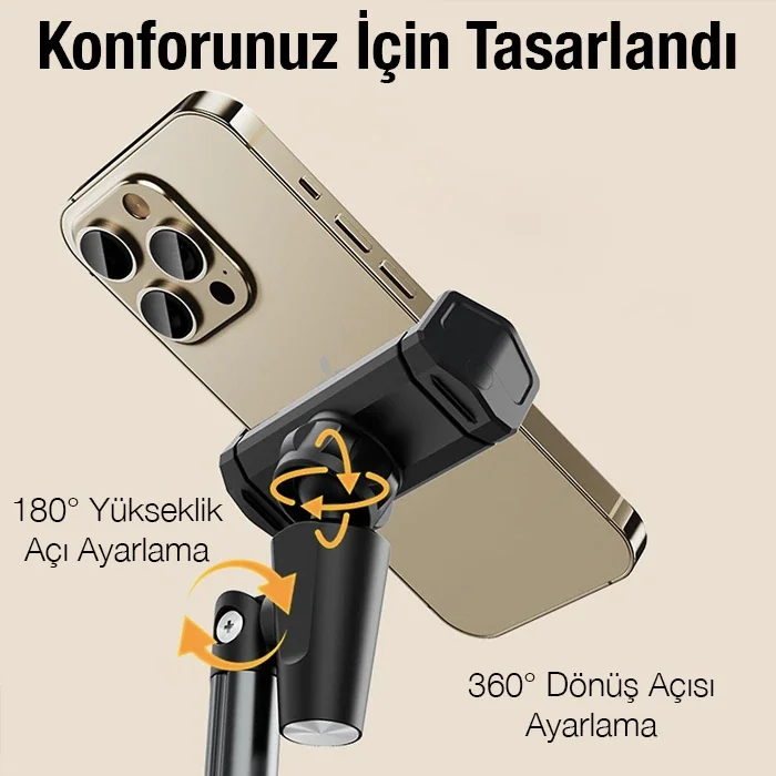 360° Dönebilen Yükseklik Ayarlı Masa Üstü Telefon Tutucu -Vlog & Toplantı Uyumlu