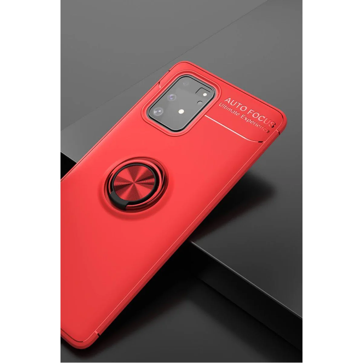 360° Dönebilir Range Ring Silikon Kılıf - Galaxy A91 & S10 Lite - Kırmızı