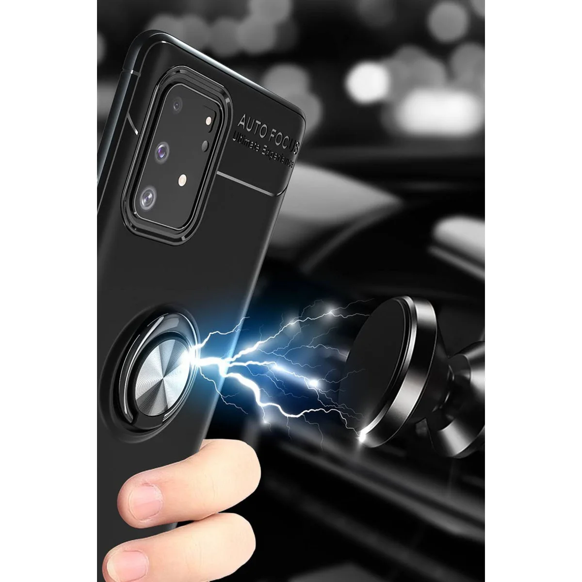 360° Dönebilir Range Ring Silikon Kılıf - Galaxy A91 & S10 Lite - Kırmızı