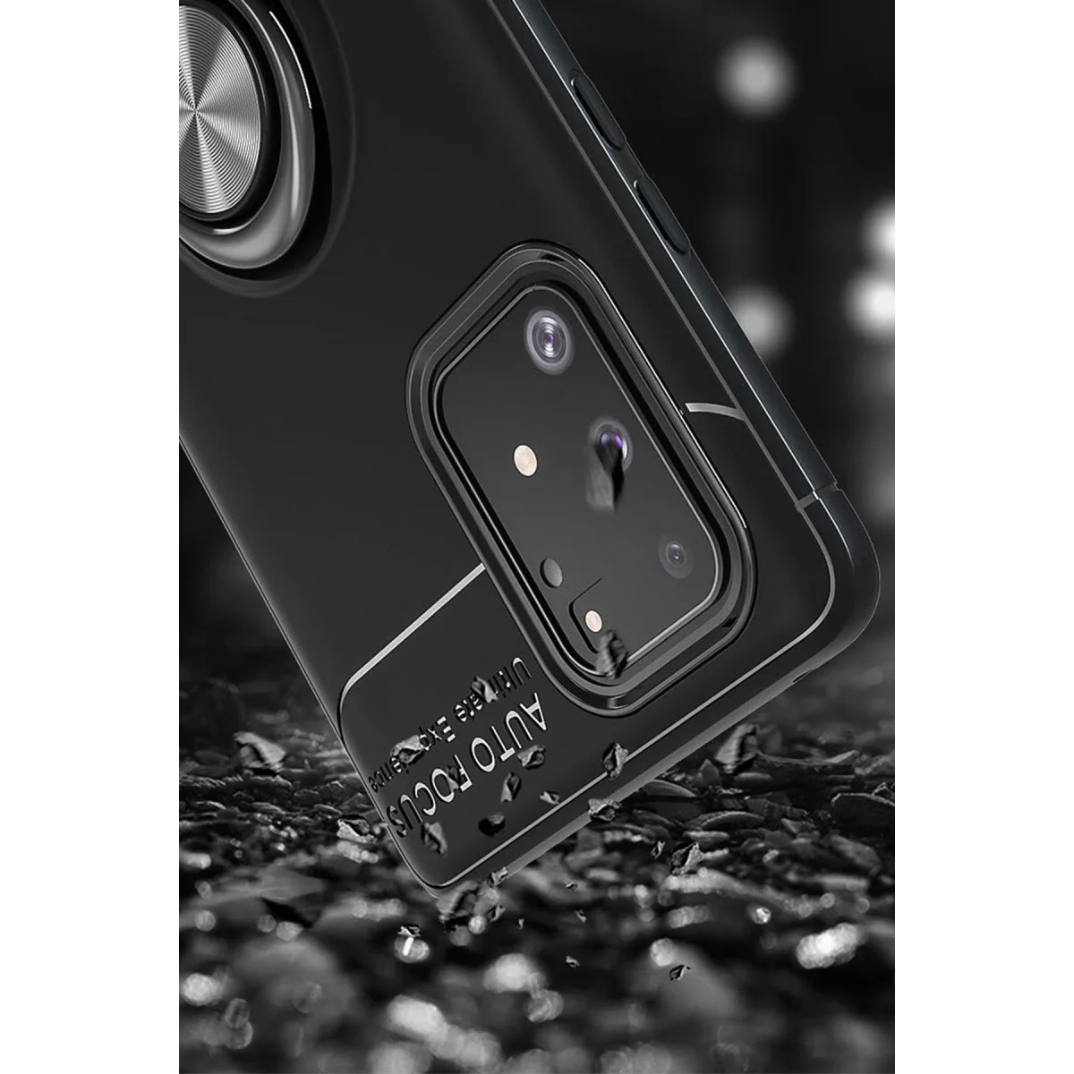 360° Dönebilir Range Ring Silikon Kılıf - Galaxy A91 & S10 Lite - Kırmızı