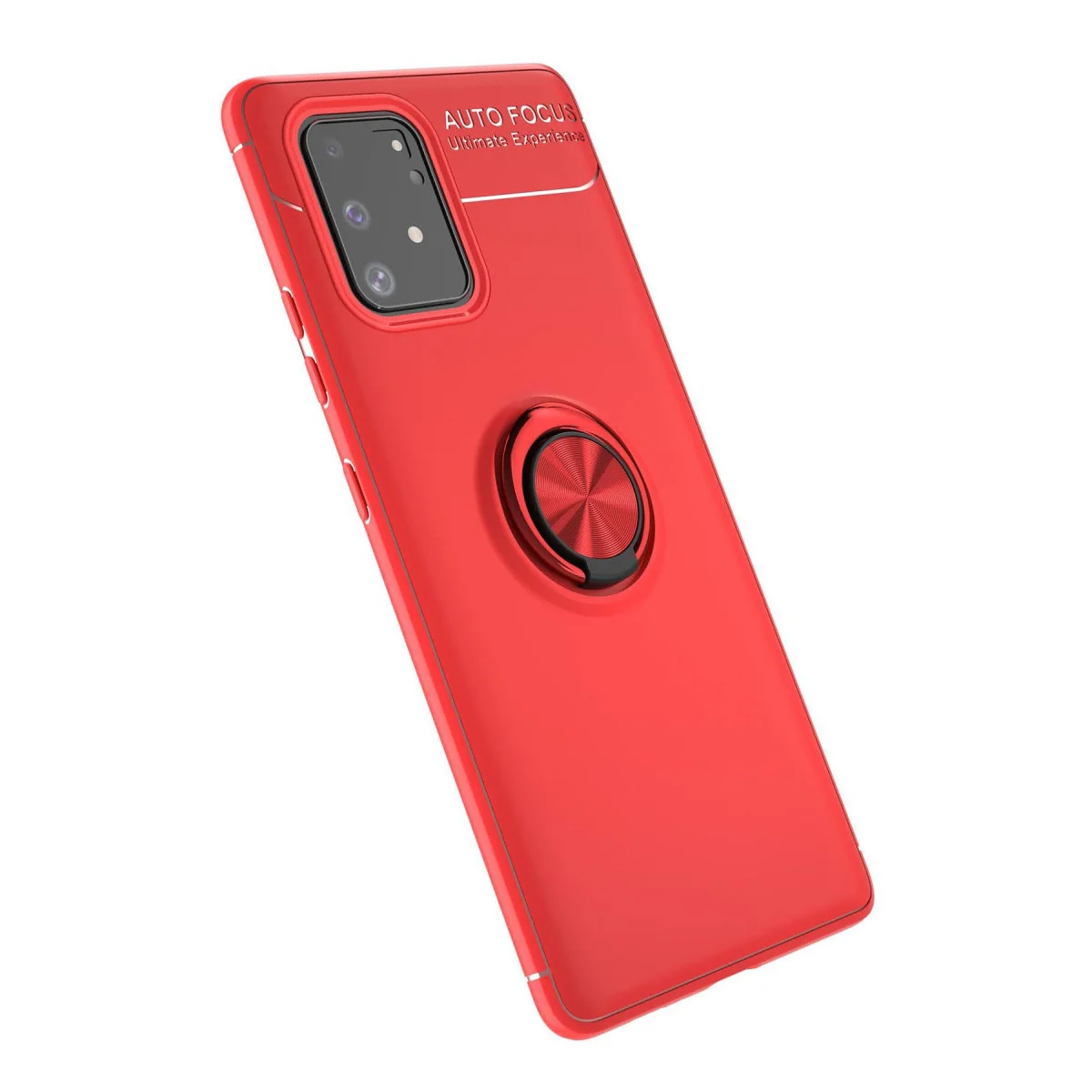 360° Dönebilir Range Ring Silikon Kılıf - Galaxy A91 & S10 Lite - Kırmızı