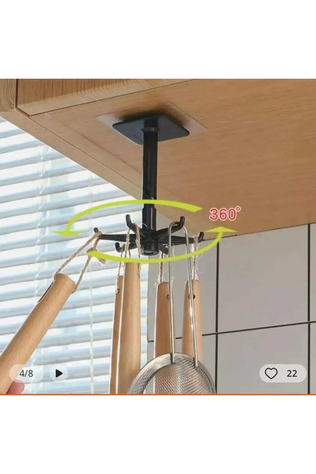 360° Dönen Çok Amaçlı Yapışkanlı Beyaz Banyo & Mutfak Askısı – Or