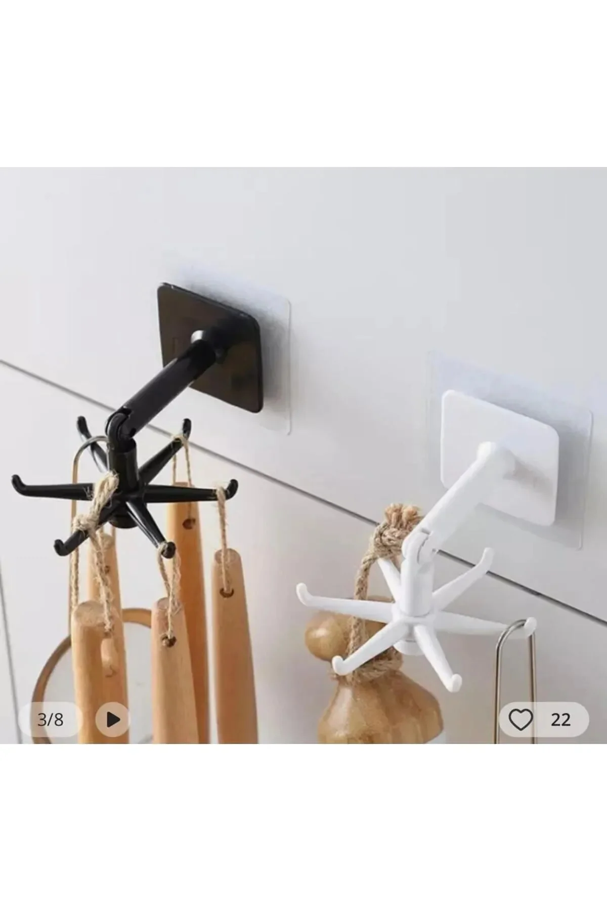 360° Dönen Çok Amaçlı Yapışkanlı Beyaz Banyo & Mutfak Askısı – Or